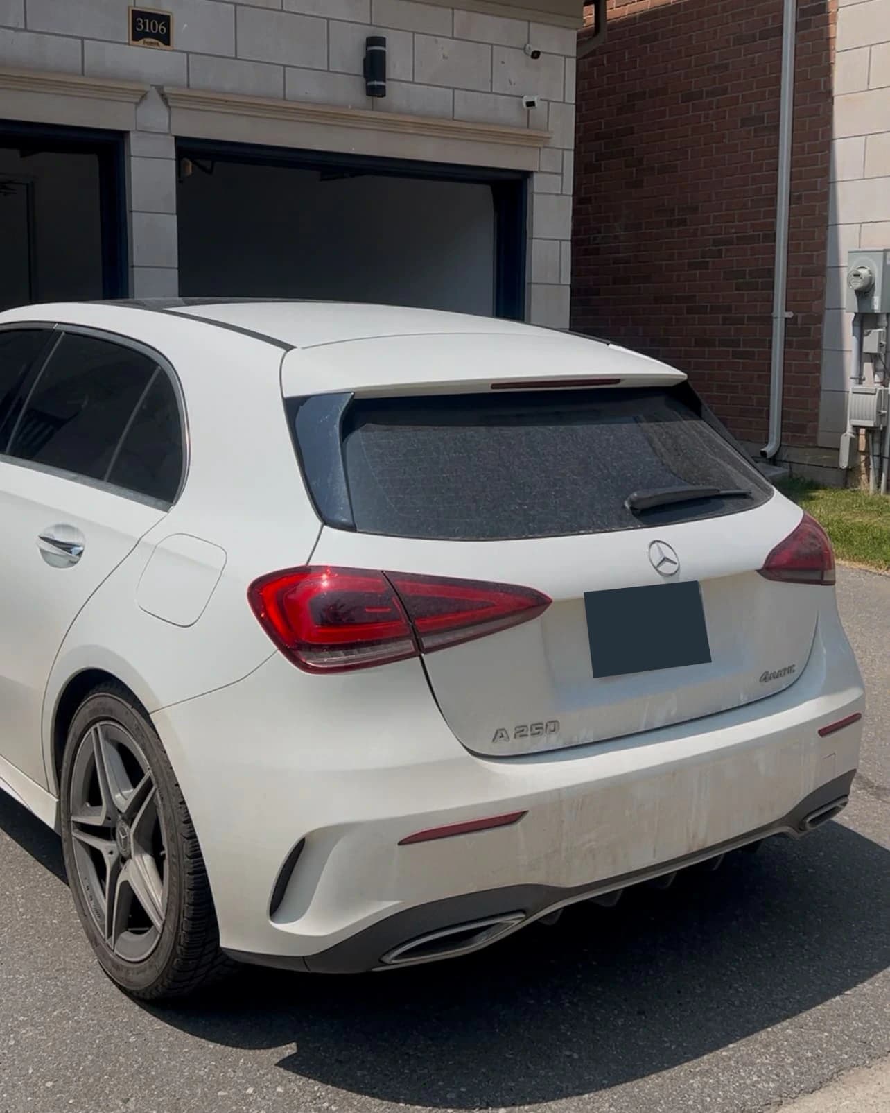 White Mercedes before exterior detailing